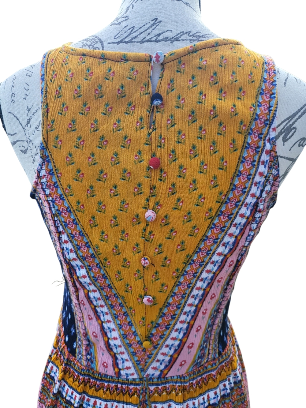 Patrons of Peace Mixed Print Boho Sleeveless Dress Medium - Picture 4 of 6